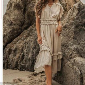 Bohme Willa Ruffle Dress in ivory